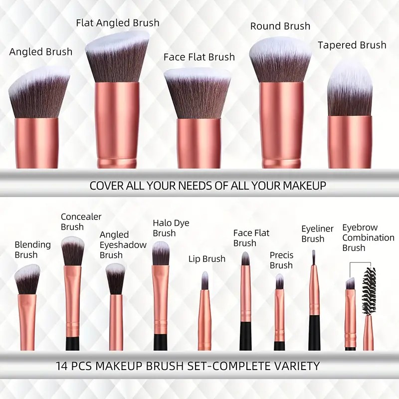 14PCS Makeup Brushes Set Professional Foundation Eye Shadow 2