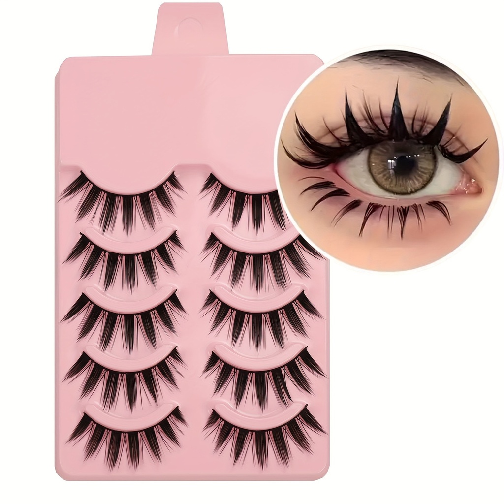 5 Pairs of Dramatic Manga Style False Eyelashes - Thick Doll 6