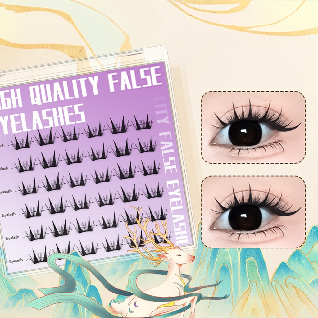 Natural Cosplay False Eyelashes No Glue Need Eyelash Cluster 3