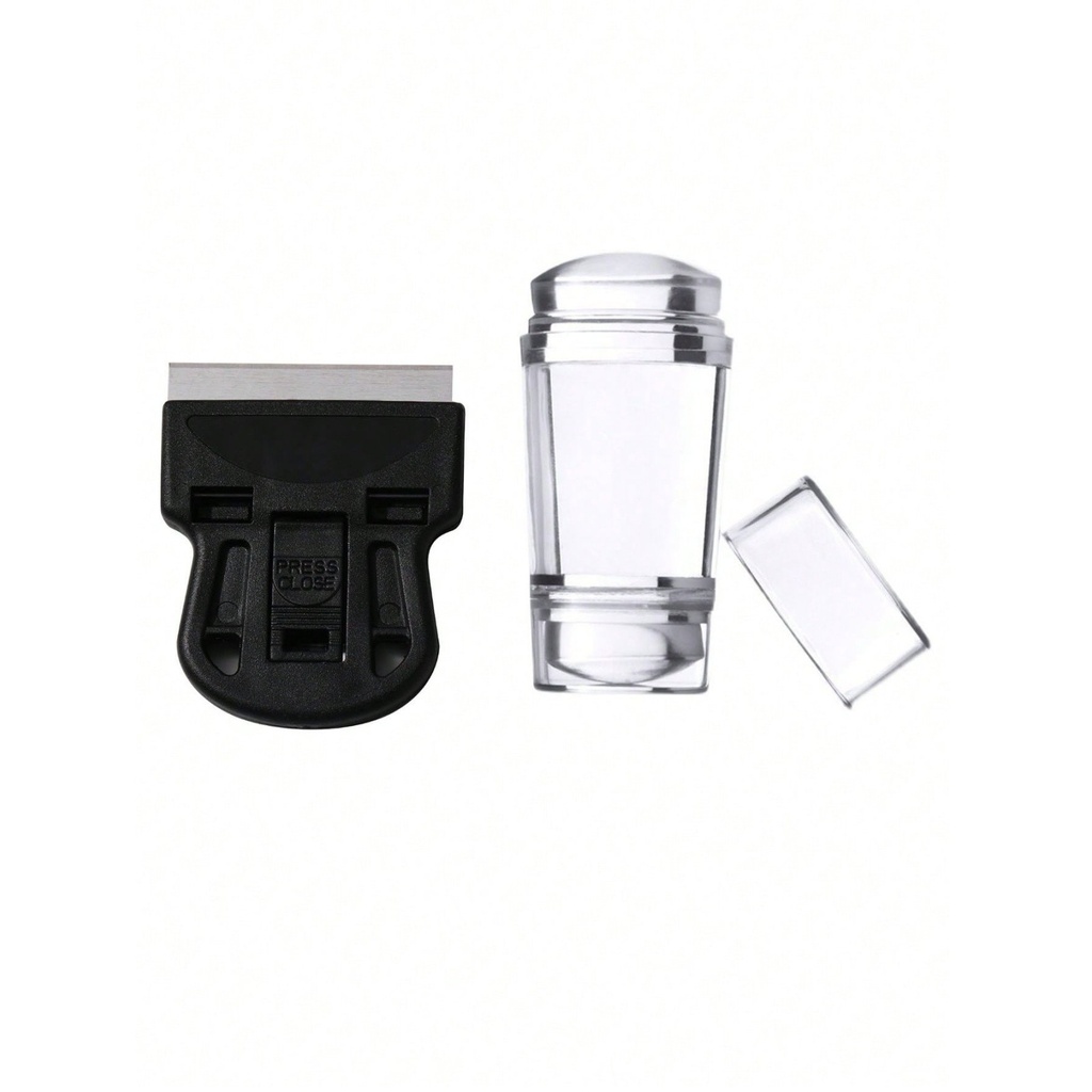 Nail Art Stamper & Scraper Set Clear Silicone Nail Stamping  5