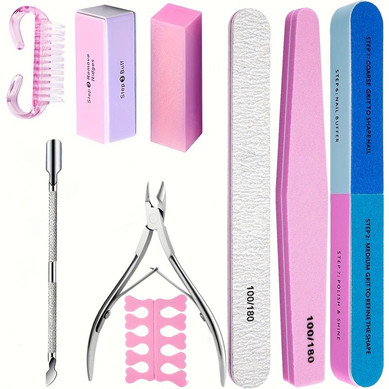 10/15pcs Professional Nail Art Kit with 100/180 Grit Files,B 2