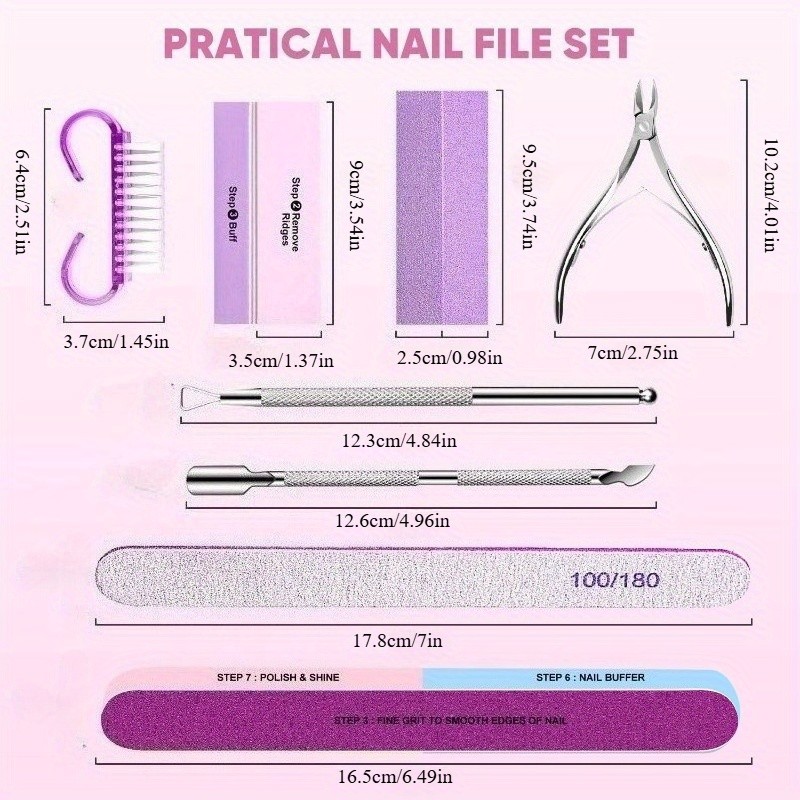 10/15pcs Professional Nail Art Kit with 100/180 Grit Files,B 5
