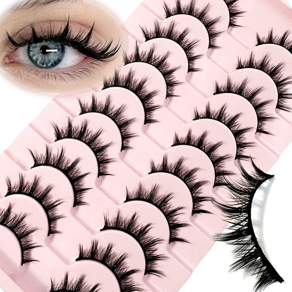 Eyelashes 10 Pairs Mange Lashes 3D Cat Eye Lashes Faux Mink  3