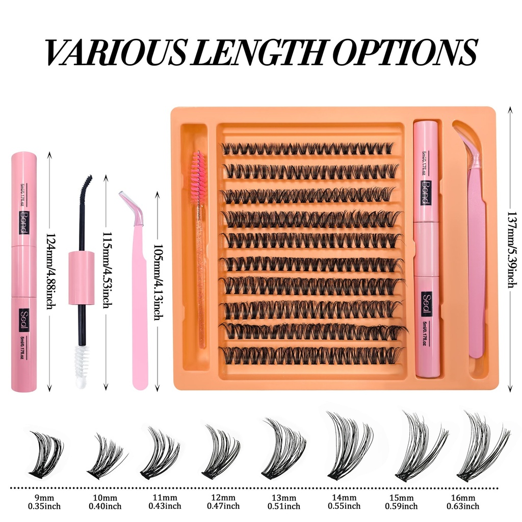 200 Clusters of 40D Single False Eyelashes Set - Includes Gl 4