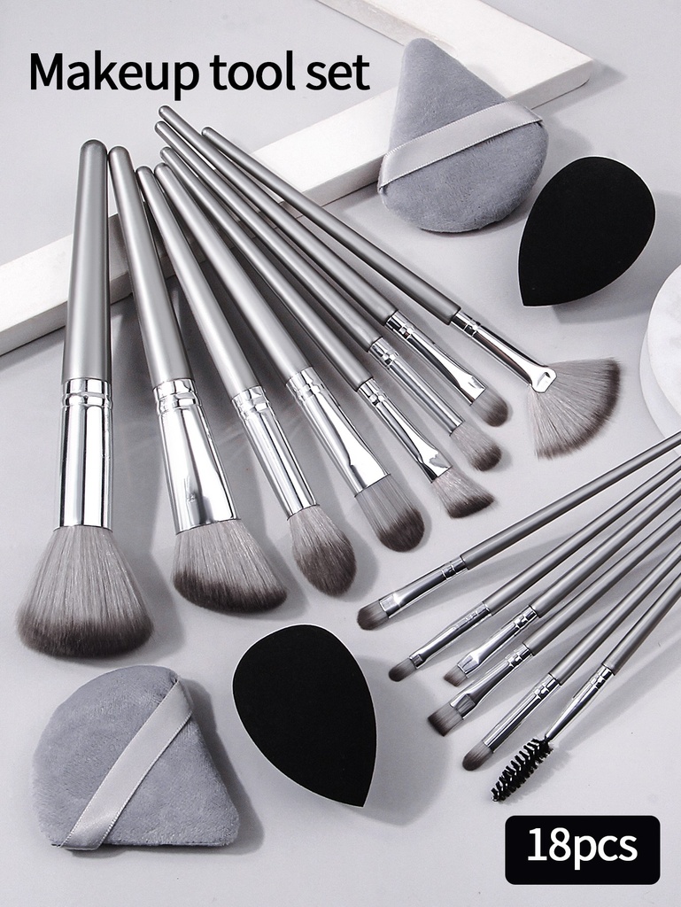 14pcs Makeup Brush Set Portable Soft Makeup Tool&2pcs Wet Du 2