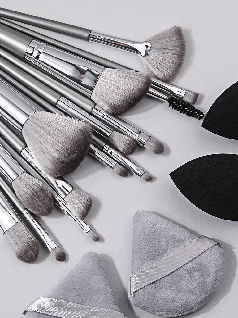 14pcs Makeup Brush Set Portable Soft Makeup Tool&2pcs Wet Du 5