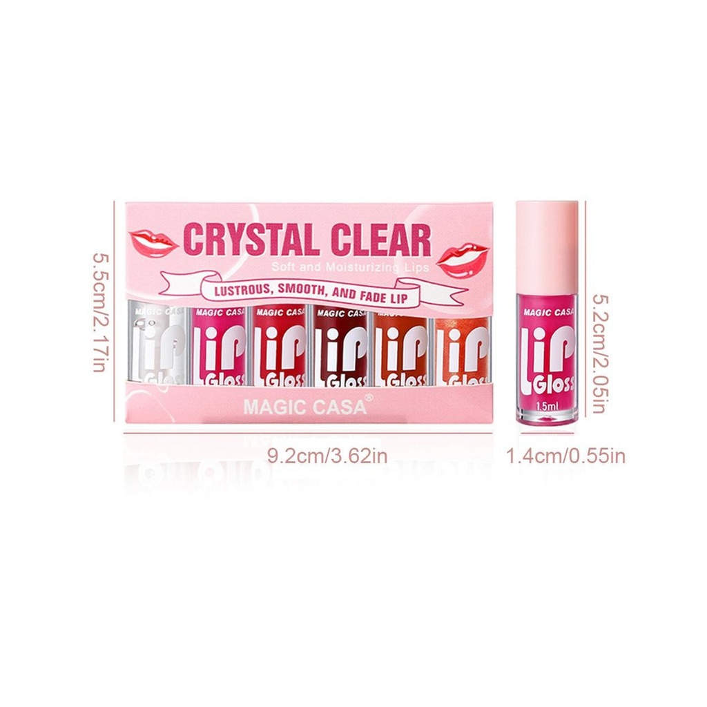6pcs/set Small bottle Hydrating Jelly Lip Oil long-lasting 6