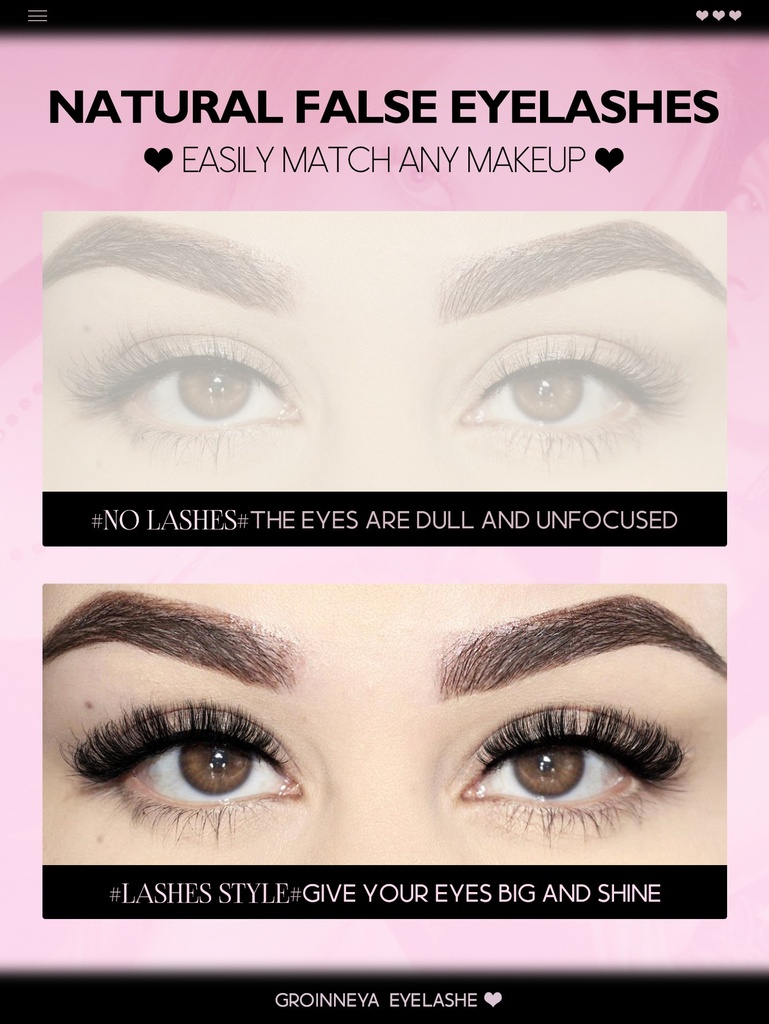 GROINNEYA False Eyelashes Cat Eye Faux Mink Lashes Wispy Las 5