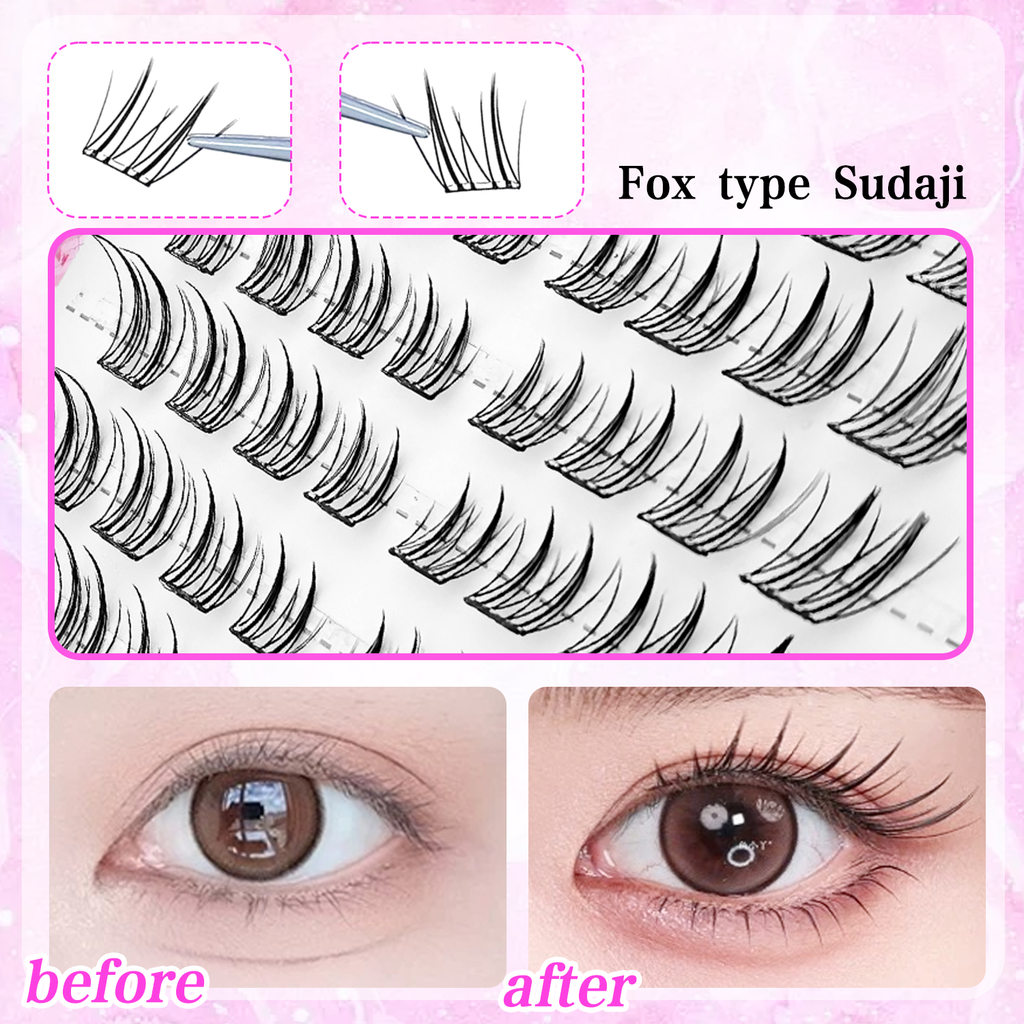 Fox Eye Glue-Free False Eyelashes Easy to Apply Beginner Fri 6