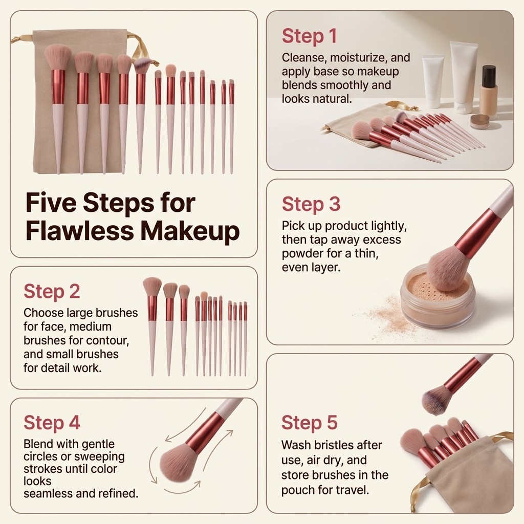 13 PCS Makeup Brushes Set Eye Shadow Foundation Women Cosmet 5