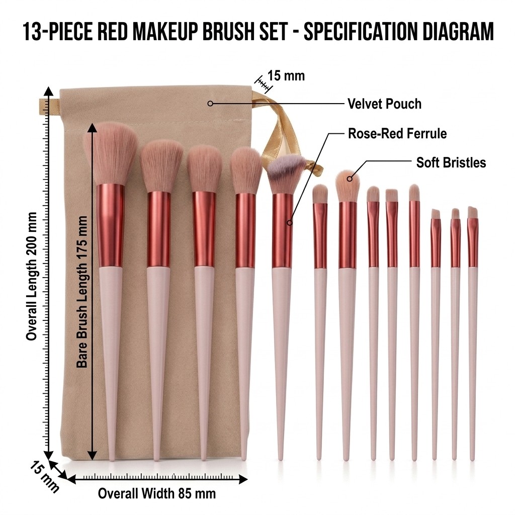 13 PCS Makeup Brushes Set Eye Shadow Foundation Women Cosmet 6