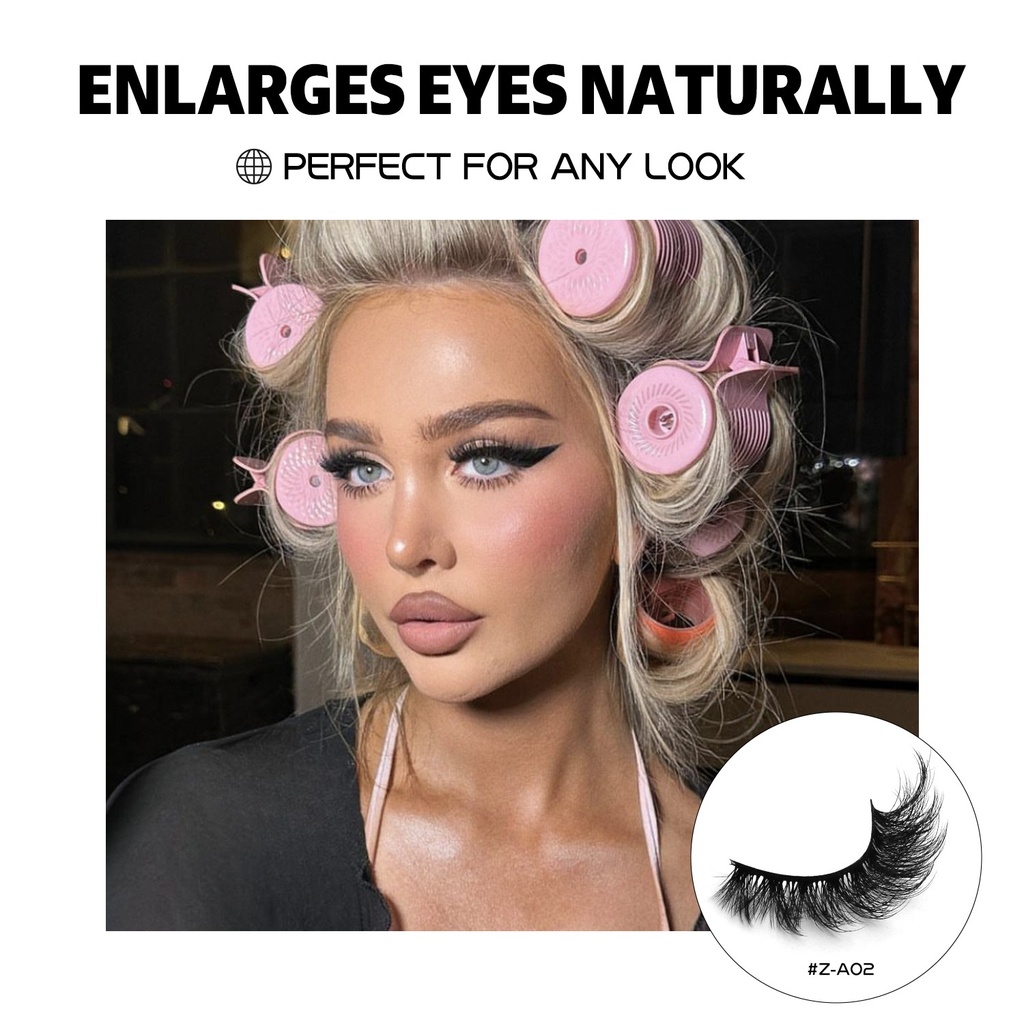 GROINNEYA False Eyelashes 3D Mink Lashes Cat Eyelashes Fluff 3