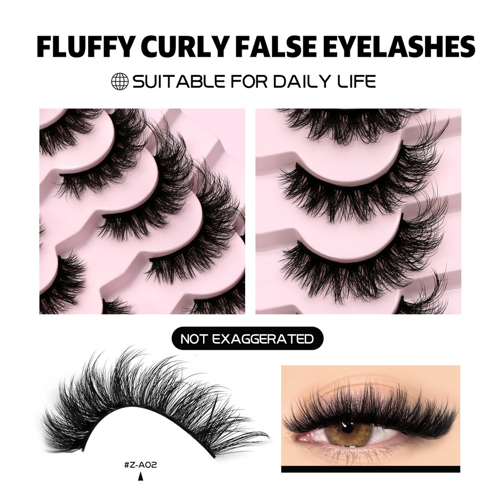 GROINNEYA False Eyelashes 3D Mink Lashes Cat Eyelashes Fluff 4