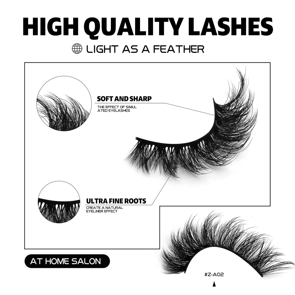 GROINNEYA False Eyelashes 3D Mink Lashes Cat Eyelashes Fluff 5