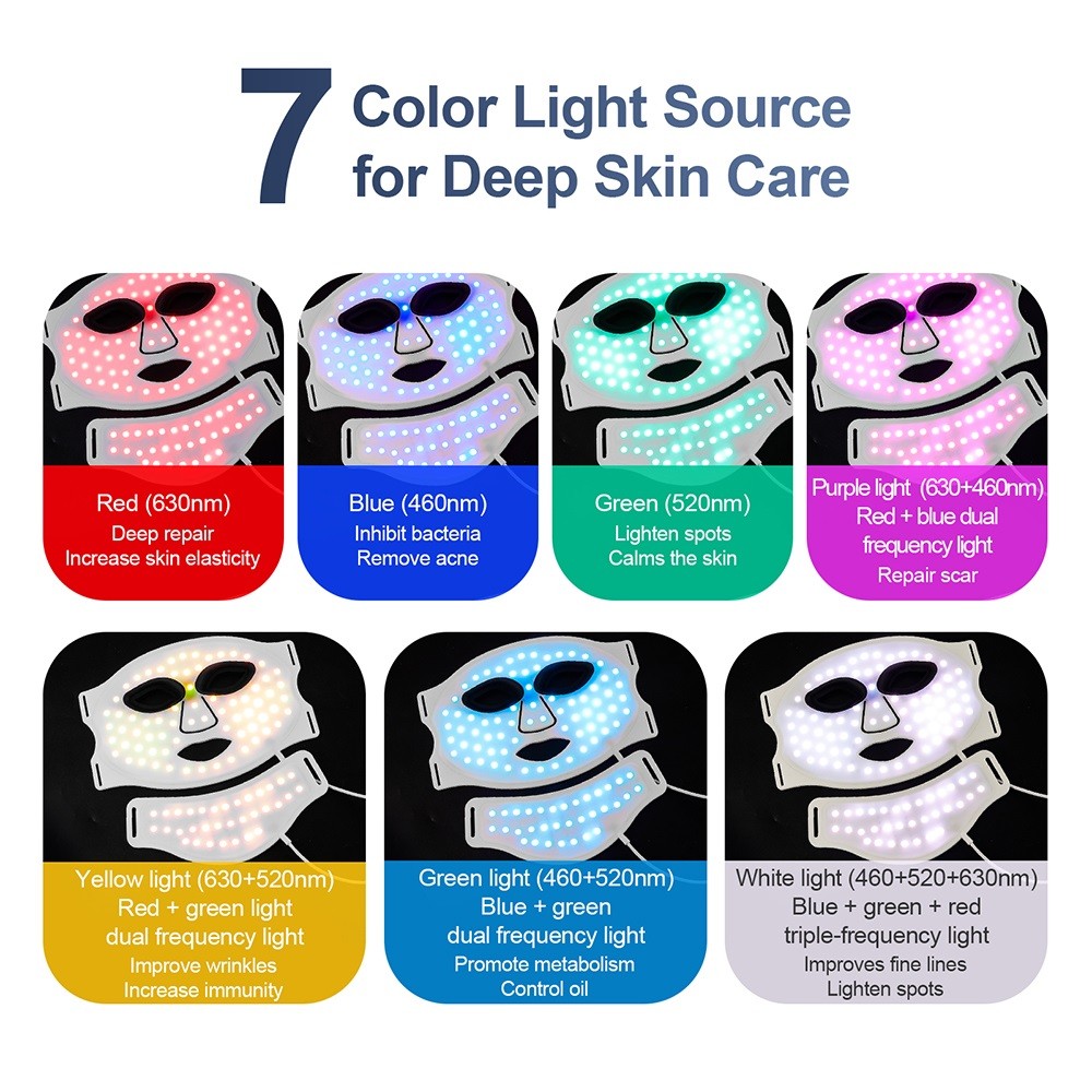 Silicone LED Mask Face With Neck 7 Colors LED Photon Red Lig 4