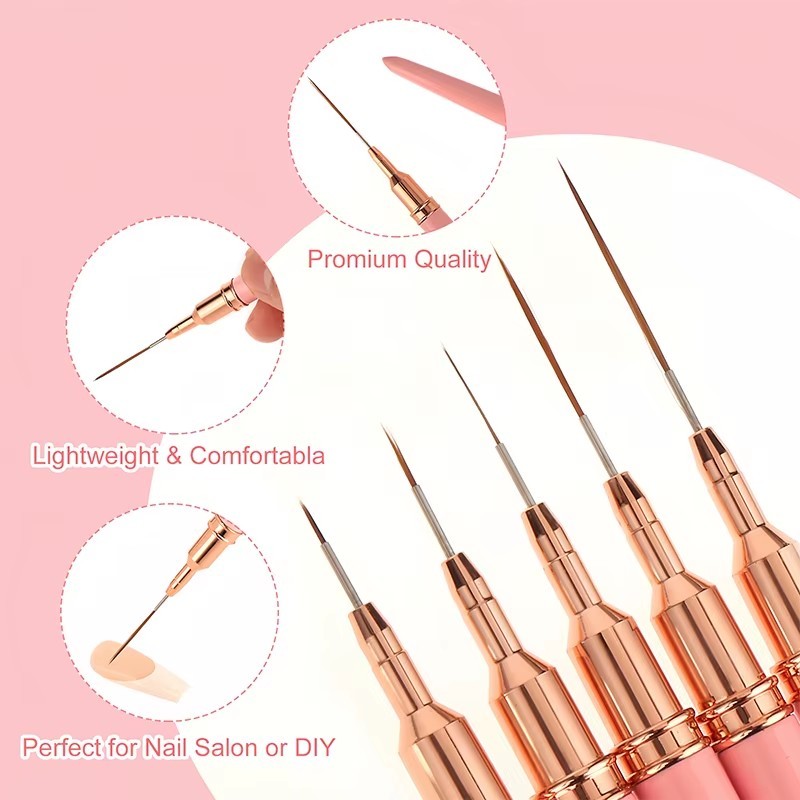 5pcs Nail Art Liner Brush Set UV Gel Nail Brushes Kits Frenc 5