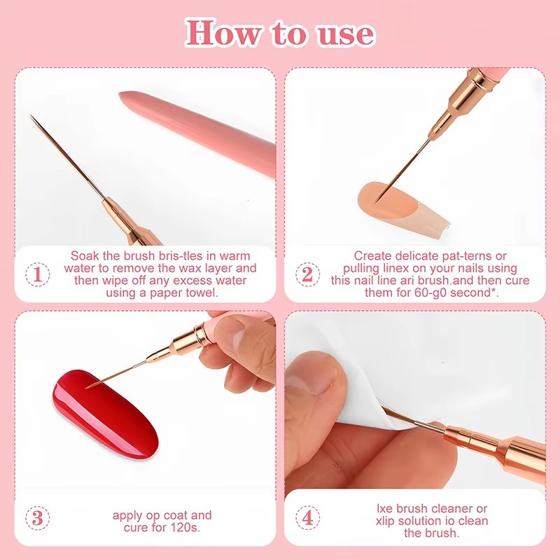 5pcs Nail Art Liner Brush Set UV Gel Nail Brushes Kits Frenc 6