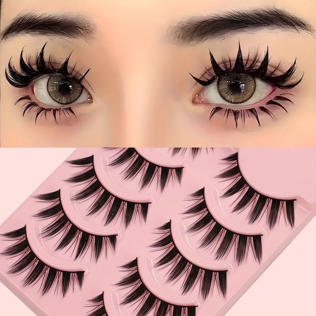 5 Pairs of Dramatic Manga Style False Eyelashes - Thick Doll Eye