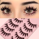 5 Pairs of Dramatic Manga Style False Eyelashes - Thick Doll Eye
