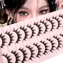 Eyelashes 10 Pairs Mange Lashes 3D Cat Eye Lashes Faux Mink Lashes